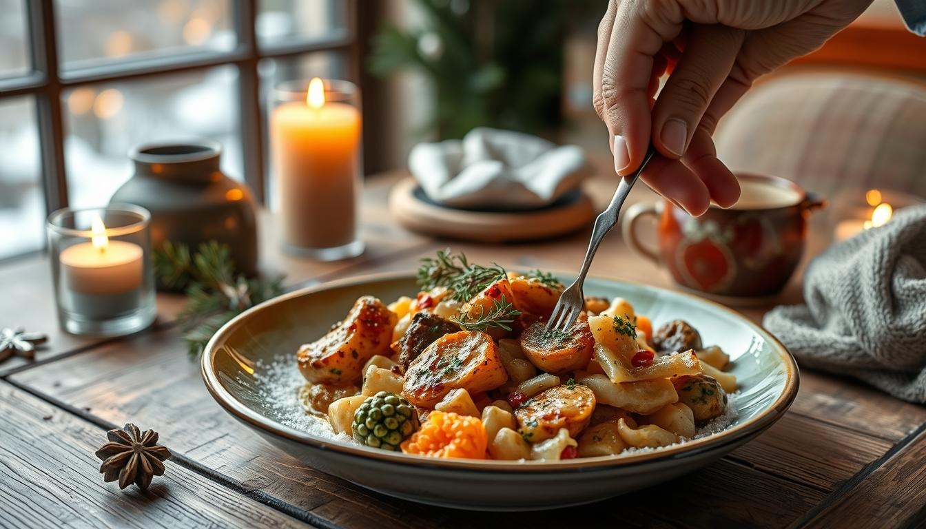 Quick weeknight dinner prepared in a home kitchen